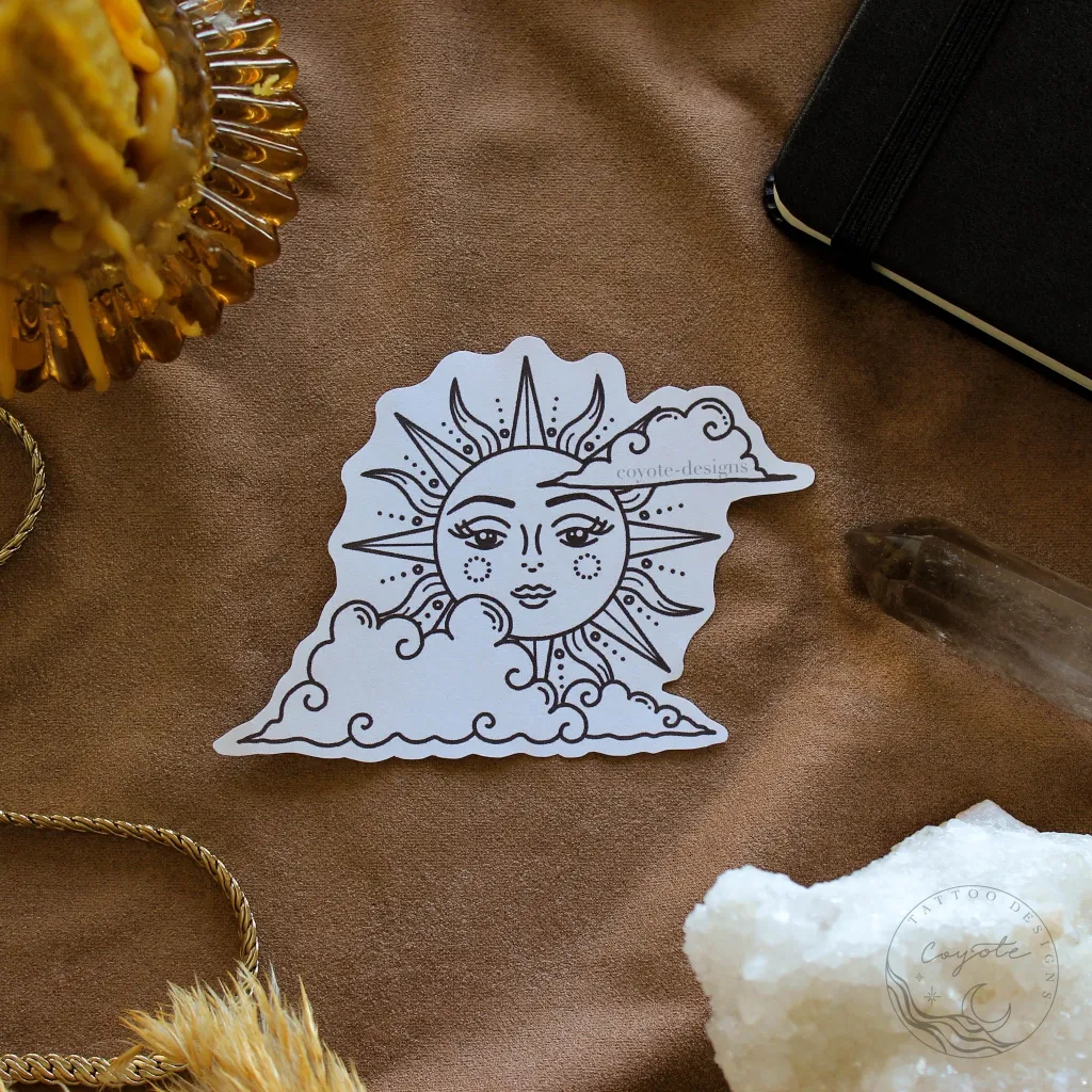 Peeking Sun tattoo design