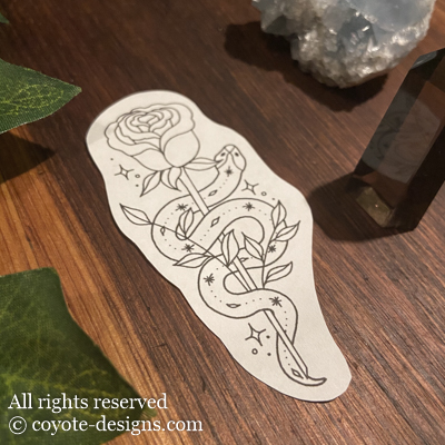 rose snake tattoo design