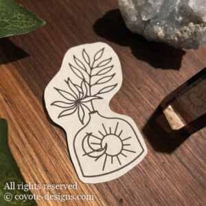 vase leaves tattoo design