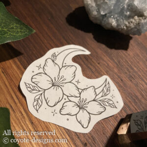 floral moon tattoo design