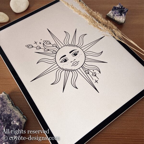 lavender sun tattoo design