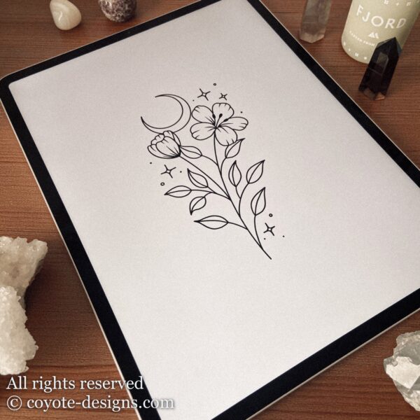 flower moon tattoo design