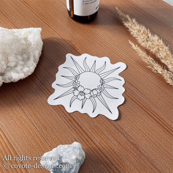 floral sun tattoo design