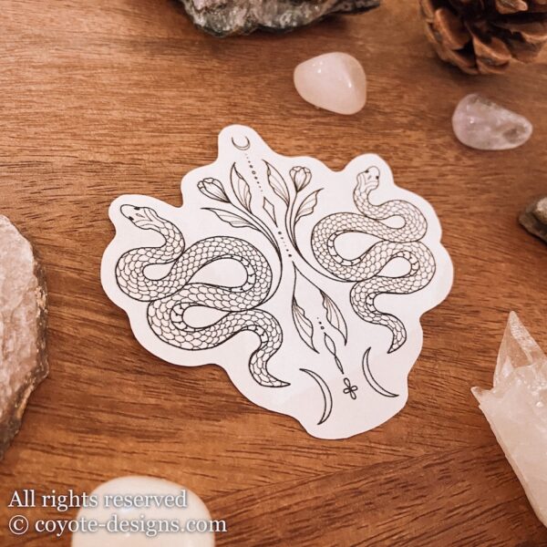 snake leaf flower tattoo design