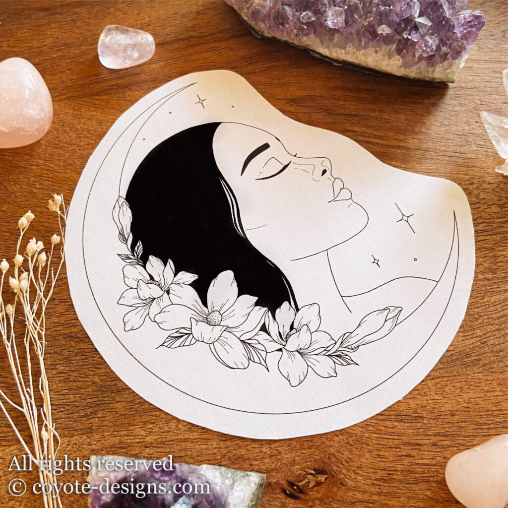 Moon Goddess Tattoo Design Moon Goddess Coyote Tattoo Designs