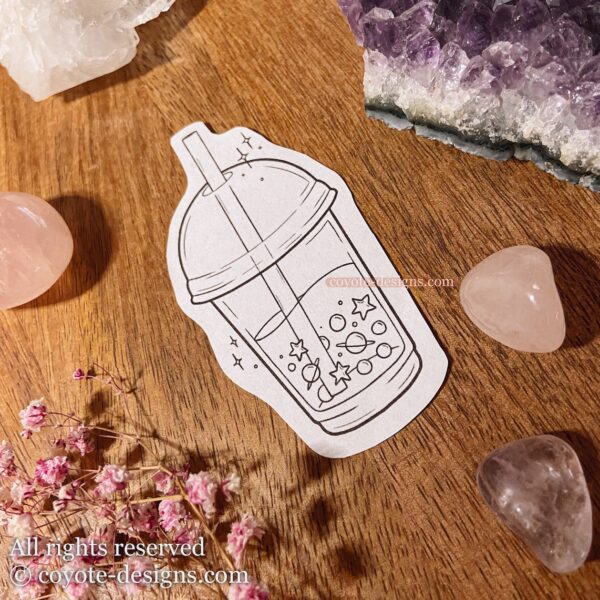 space bubble tea tattoo design