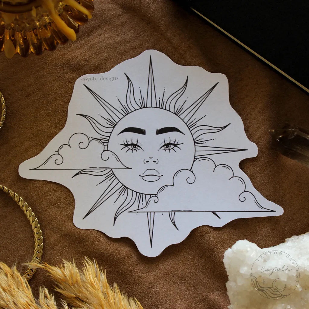 cloudy sun tattoo design