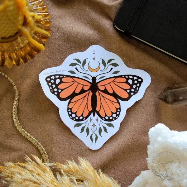 leafy butterfly tattoo design