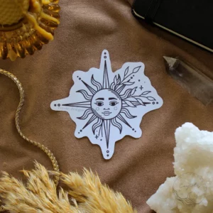 leafy sun tattoo design