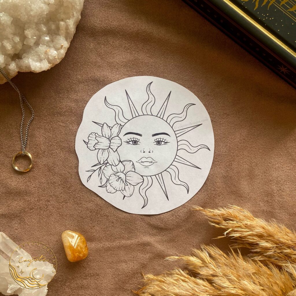  Sun Daffodils Tattoo Design – Soleil Blossom – Coyote Tattoo Designs